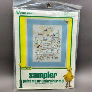 Vintage Sesame Street Birth Record Embroidery Kit by Vogart Crafts 1979 Sealed